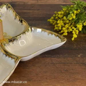 Luxury 4-section snack serving plate with handle