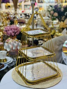 Luxury 3-tier stainless steel cake and dessert stand