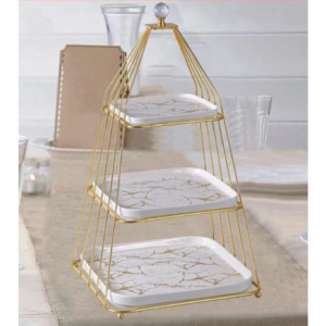 Luxury 3-tier stainless steel cake and dessert stand