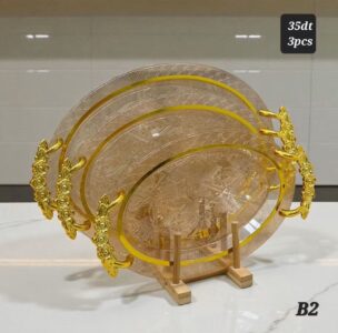 Elegant 3 piece dinnerware serving tray set