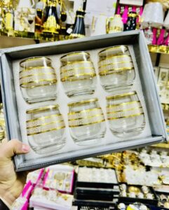 Set of 6 Amigo gold plated crystal glasses