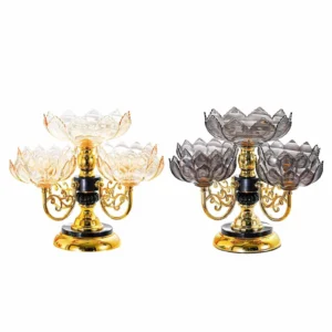 Luxury 5-bowl lotus design fruit plate stand