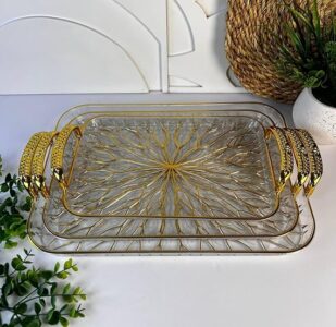 Pack of 3 rectangular plastic serving trays