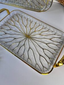 Pack of 3 rectangular plastic serving trays
