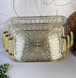 Pack of 3 rectangular plastic serving trays
