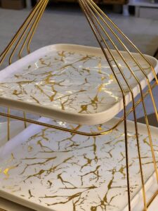 Luxury 3-tier stainless steel cake and dessert stand