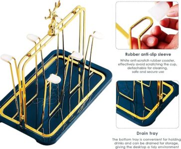 Luxury 6-glass holder metal stand in gold or black