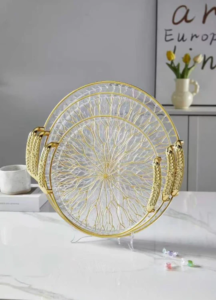 Elegant 3 piece dinnerware serving tray set