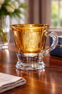 6 piece Turkish glass cups and saucer set