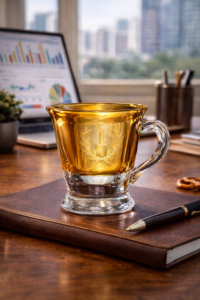 6 piece Turkish glass cups and saucer set