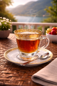 Luxury 6 piece Arabic tea glass set with gold design