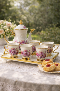 Luxury royal porcelain floral tea and coffee set