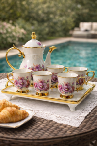 Luxury royal porcelain floral tea and coffee set