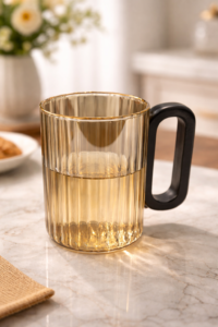 Luxury ribbed clear fluted glass coffee mugs