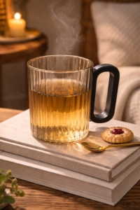 Luxury ribbed clear fluted glass coffee mugs