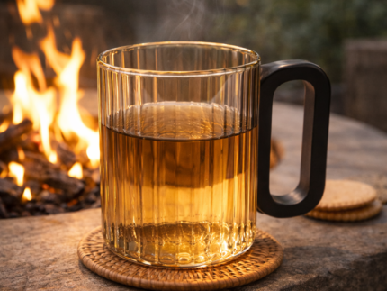 Luxury Ribbed Glass Coffee Mugs