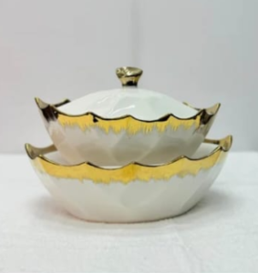 Luxury 2-piece white ceramic serving bowl set