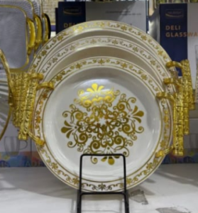 Round luxury fruit and snack serving tray set of 2