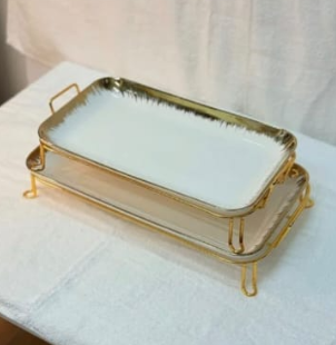 Luxury Golden Ceramic Serving Tray