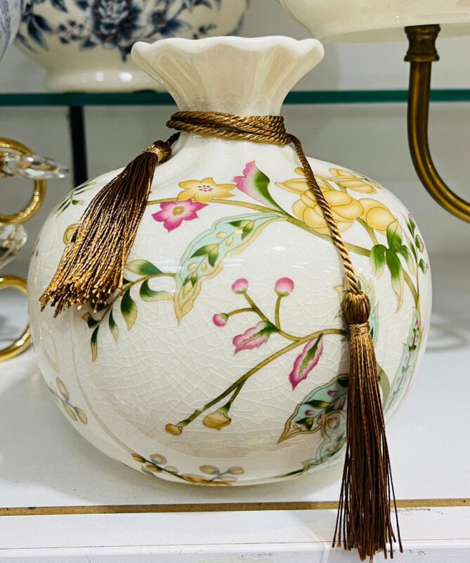 Luxury Ceramic Vase - Luxury Ceramic Vase – Cracked Glaze Floral Pattern Decorative Vase (view 4)
