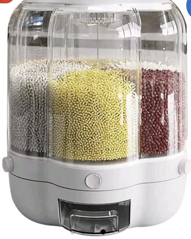 Luxury Rotating Food Storage Container - Luxury Rotating Food Storage Container – 9KG 6-Grid Airtight Grain Dispenser (view 3)