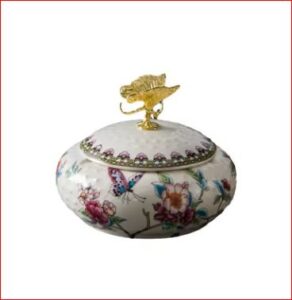 Luxury ceramic decorative jar with floral and butterfly motif