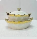 white ceramic serving bowl set