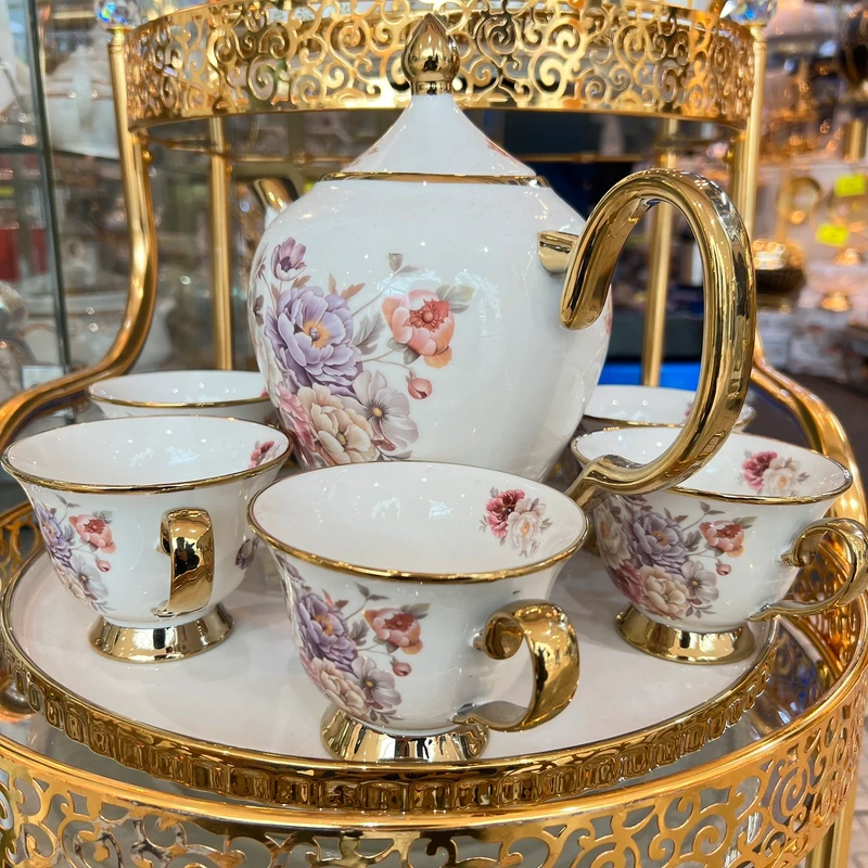 1769456055 Floral Cups Teapot Rotating Tray
