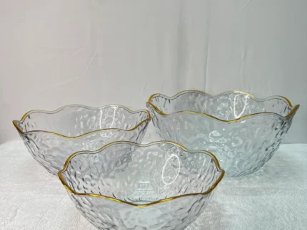 Luxury 3 Sizes Glass Plastic Bowls