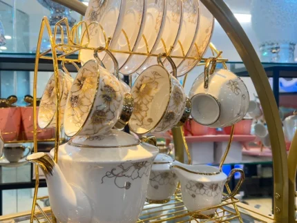 Luxury Tea Coffee Cup Set with Stand