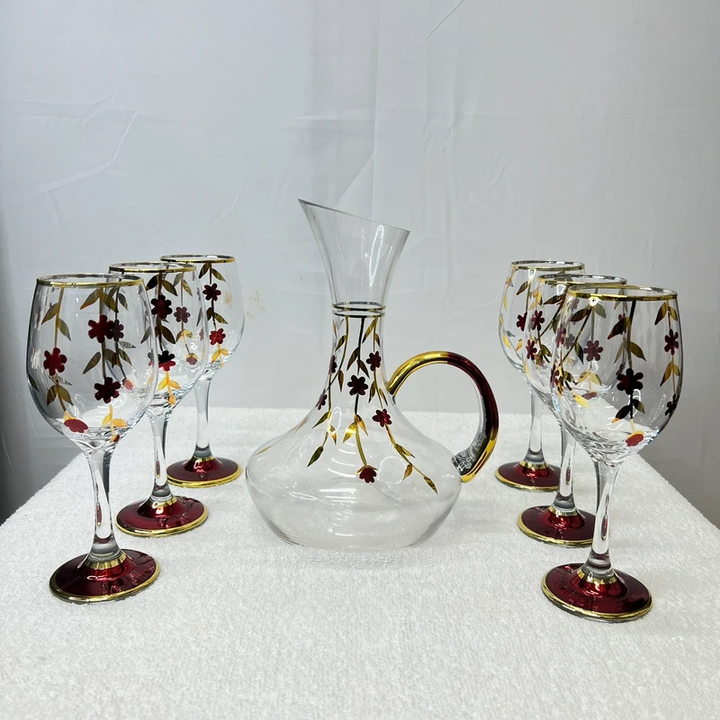 5 Luxury floral glass jug set