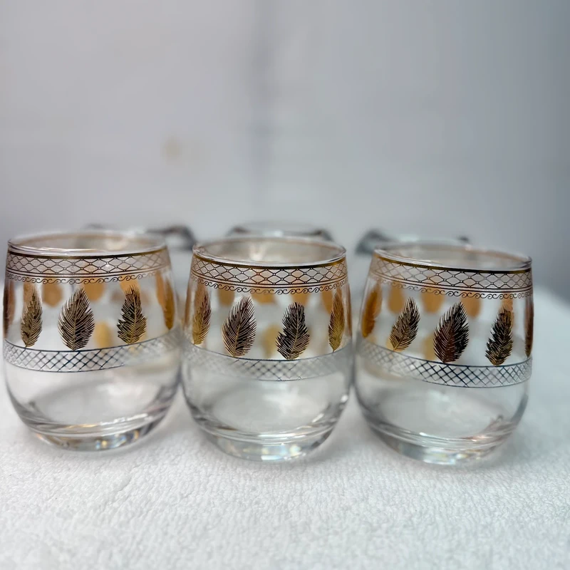 6 Luxury leaf design glass set