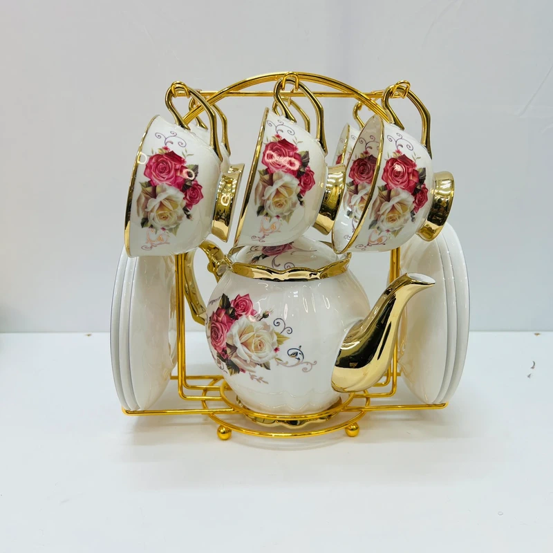9 Luxury Floral Tea Pot Set