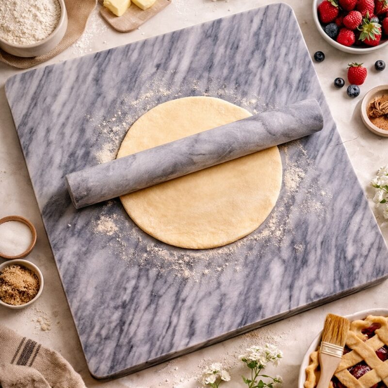 Heavy Marble Pastry Board - Luxury Heavy Marble Pastry Board 38x38 cm with Rolling Pin – Extra Large Non-Slip 1Piece (view 2)