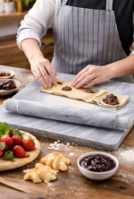 marble pastry board with rolling pin