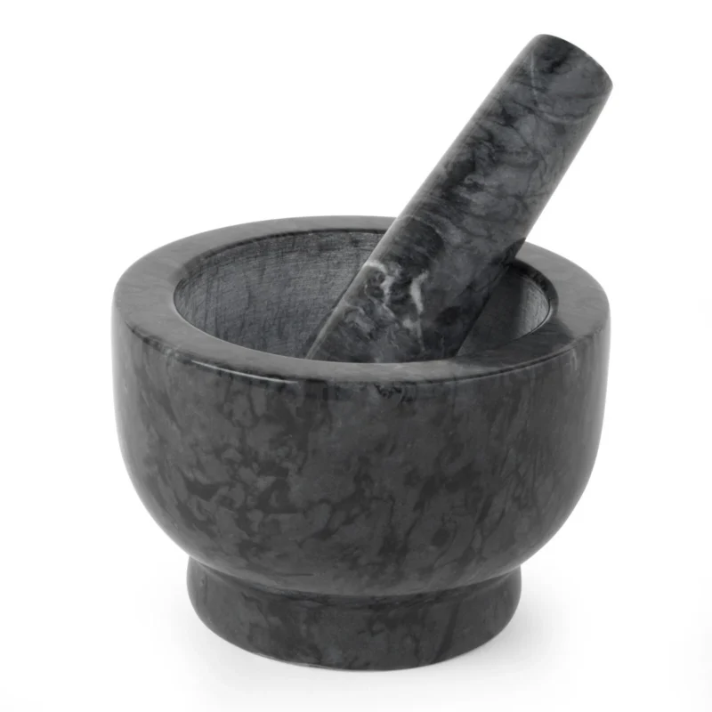 Black Marble Mortar and Pestle - Luxury Himalayan Black Marble Mortar and Pestle 17x10 cm (3.75kg) – Heavy Duty Spice & Herb Grinder