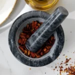 black marble mortar and pestle