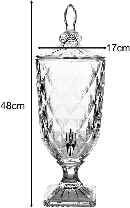Glass Juice Dispenser - Luxury 3.5L Glass Juice Dispenser with Faucet – Lead-Free Crystal Beverage Dispenser Jug (view 2)