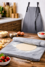 marble pastry board with rolling pin