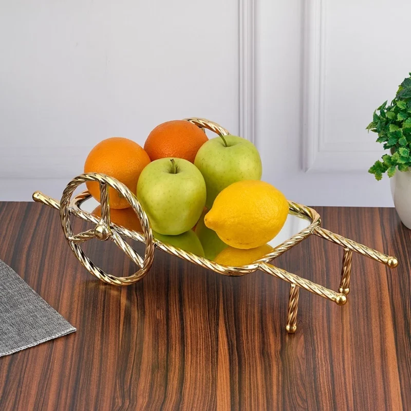 Gold Cart Plate Dish - Luxury Decorative Gold Cart Plate Dish with Mirror – 31cm & 48cm Elegant Serving Tray (view 2)