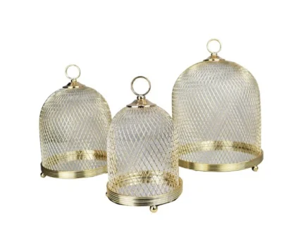 Metal Glass Candle Holder Set