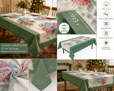 Green Hydrangea Tablecloth, view 3