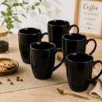 Black Ceramic Coffee Mug Set