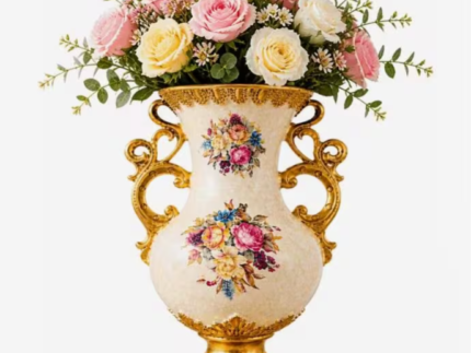 Baroque Floral Gold Vase