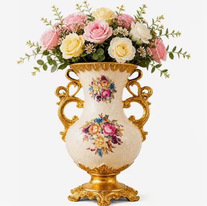 1 Baroque Floral Gold Vase