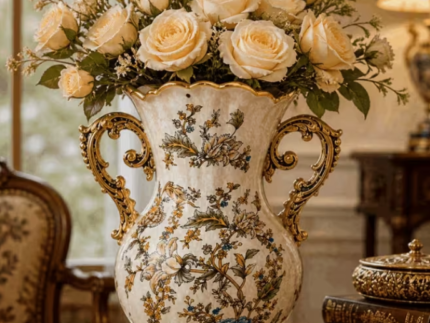 Ornate Floral Porcelain Vase