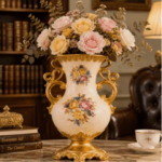 Baroque Floral Gold Vase