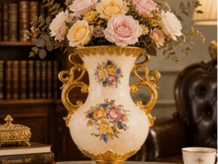 Baroque Floral Gold Vase