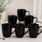 Black Ceramic Coffee Mug Set