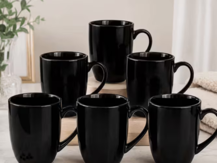 Black Ceramic Coffee Mug Set